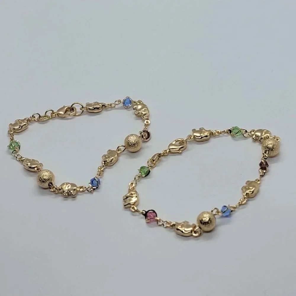 Brand New 5- 6 Elephants with 4 -5 colors gems 2 beaded Bracelet - Picture 5 of 5